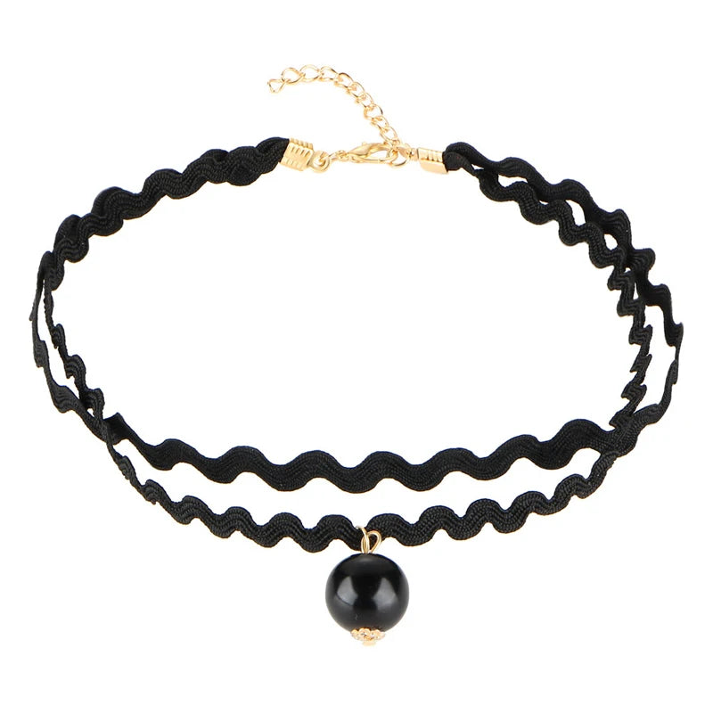Style 11 - Velvet Lace Choker Necklace - Gothic Boudoir Jewelry - Women's Black Velvet Necklace