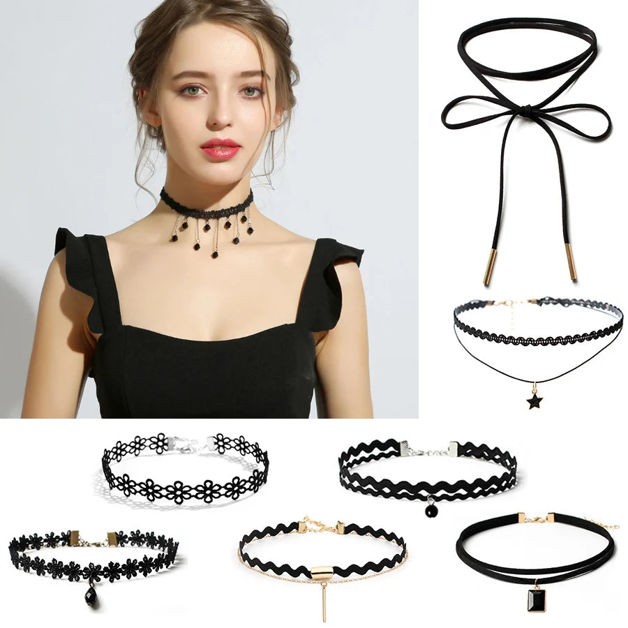 Several styles - Velvet Lace Choker Necklace - Gothic Boudoir Jewelry - Women's Black Velvet Necklace