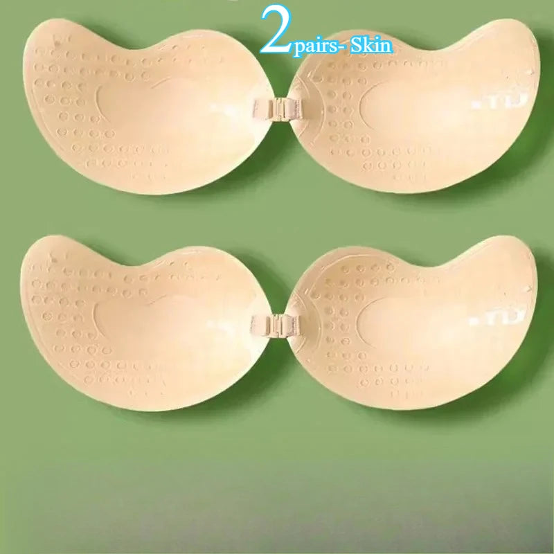 Skin-tone invisible silicone bra 2-pack