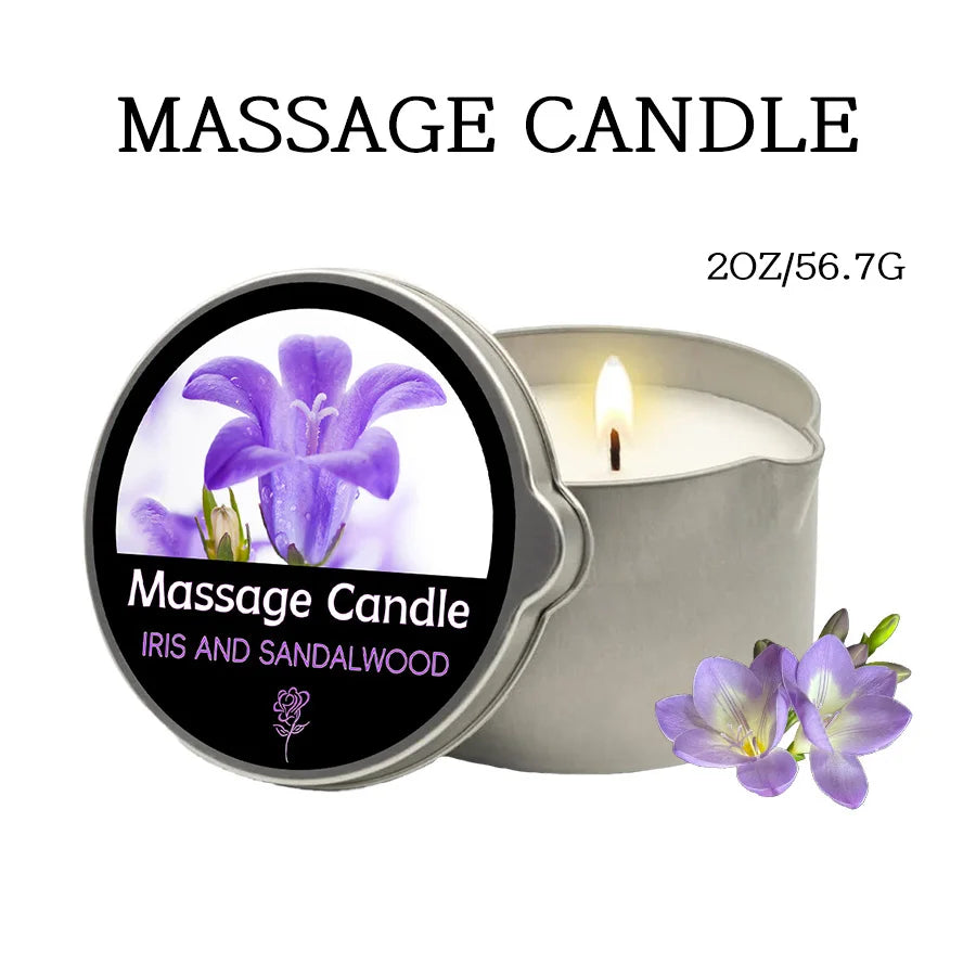 Iris Sandalwood Massage Candle 2oz - Essential Oil - SpicyAccessoires