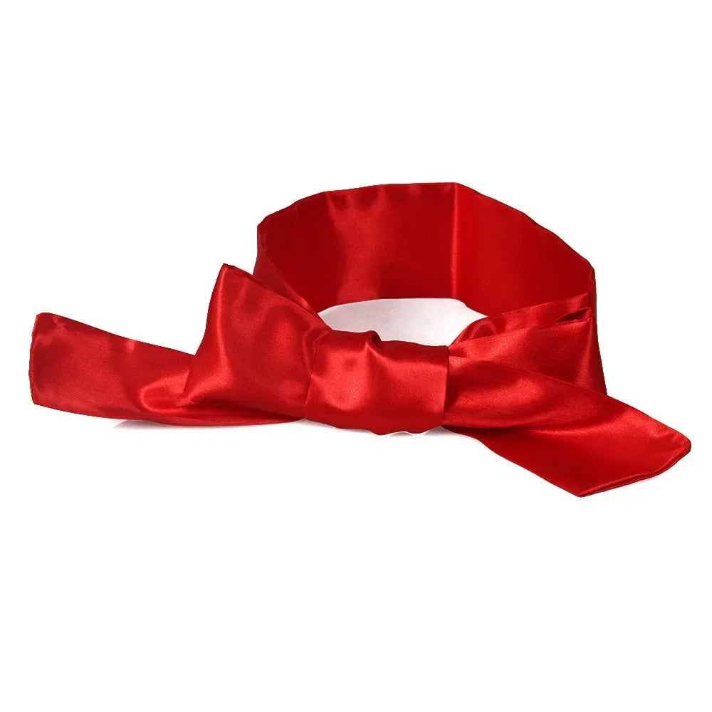 Luxury satin silk blindfold red flat lay - boudoir gift - SpicyAccessoires