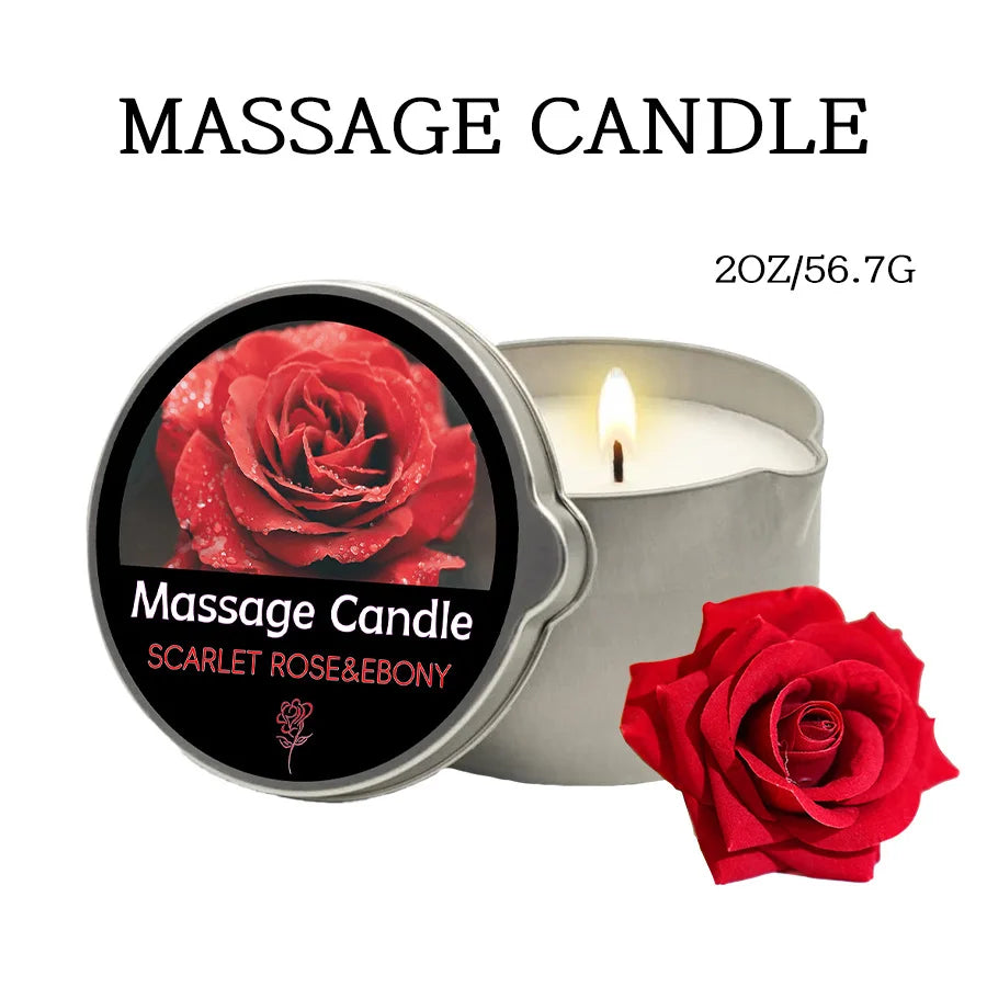 Scarlet Rose Ebony Massage Candle 2oz - Essential Oil - SpicyAccessoires