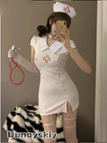 Devil nurse costume white version mirror selfie - sexy halloween outfit - SpicyAccessoires