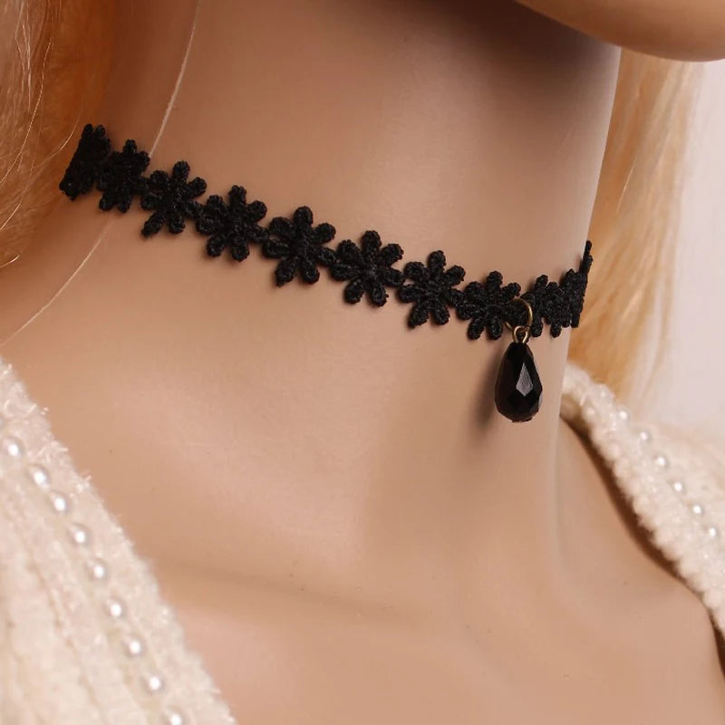 Style 19 - Velvet Lace Choker Necklace - Gothic Boudoir Jewelry - Women's Black Velvet Necklace