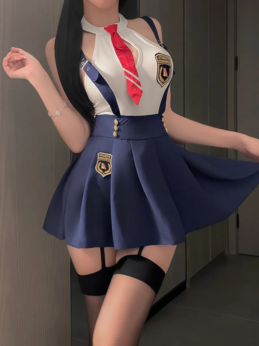 Japanese student costume set halter top and mini skirt with tie - SpicyAccessoires