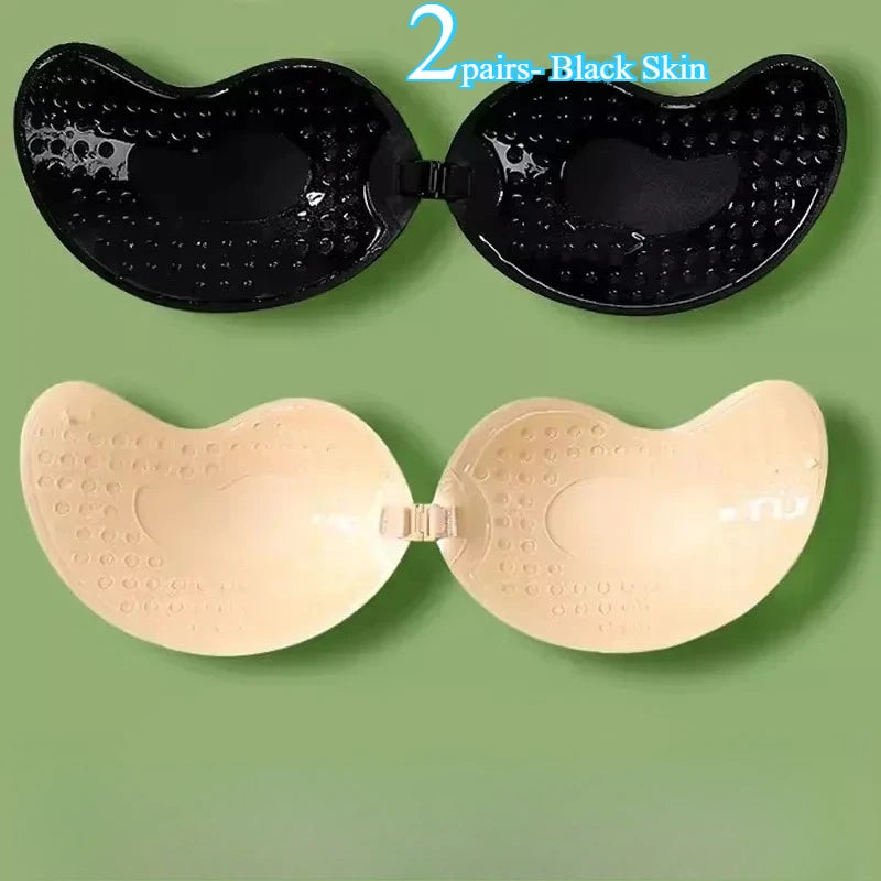 Mixed color invisible bra 2-pack black and skin