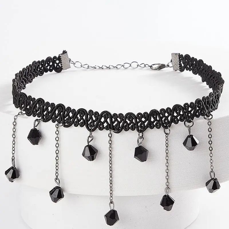 Style 2 - Velvet Lace Choker Necklace - Gothic Boudoir Jewelry - Women's Black Velvet Necklace