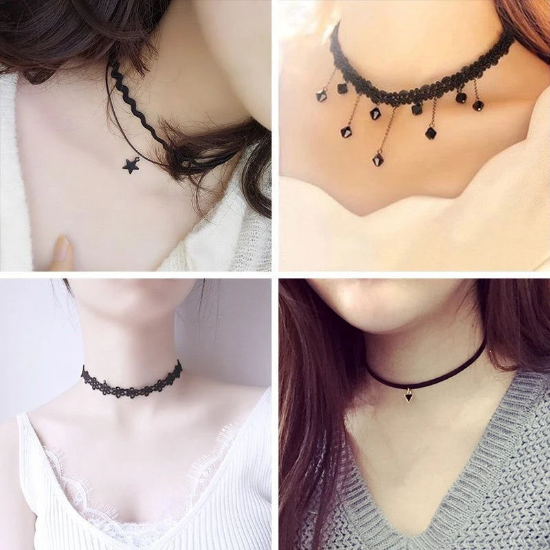 Several Styles 2 - Velvet Lace Choker Necklace - Gothic Boudoir Jewelry - Women's Black Velvet Necklace