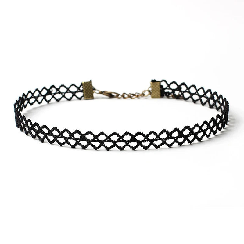 Style 9 - Velvet Lace Choker Necklace - Gothic Boudoir Jewelry - Women's Black Velvet Necklace